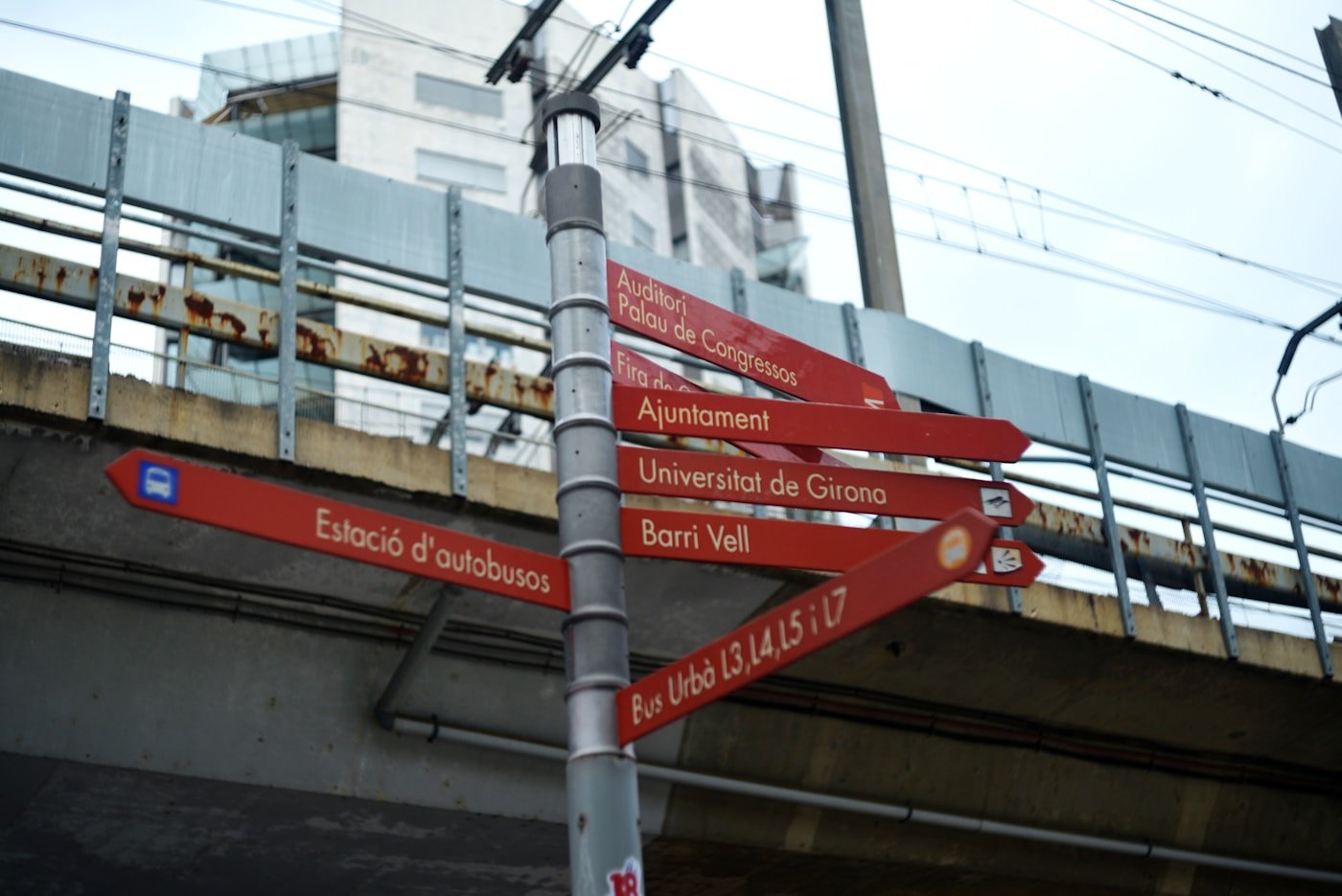 Overseas direction signs illustrate correspondence rather than identical wording.