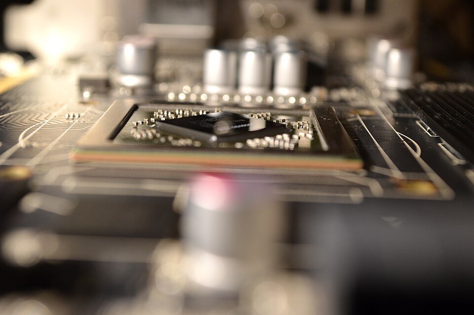 A graphics card with the GPU exposed